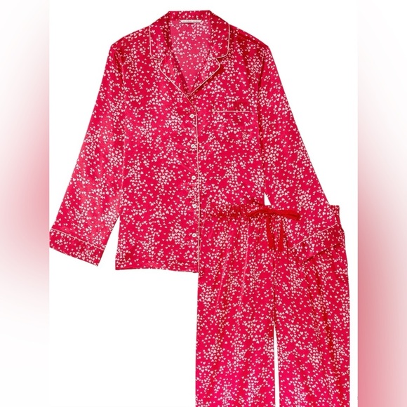 Victoria Secret red with hearts satin pyjamas - Picture 1 of 15